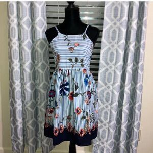 Bonnie Jean floral striped dress -Blue